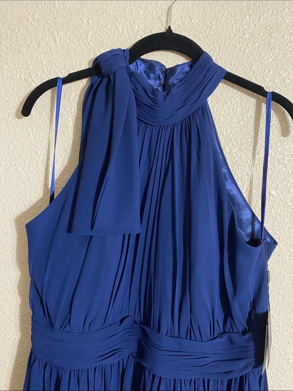 NWT Ieena for Mac Duggal Navy High Neck Chiffon Gown 55035 Size 12 - Picture 5 of 16